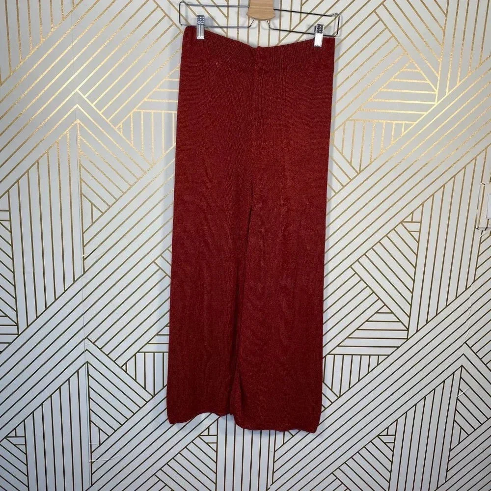 Zara‎ Knit Culottes in Red Rust Wide Leg High Waist